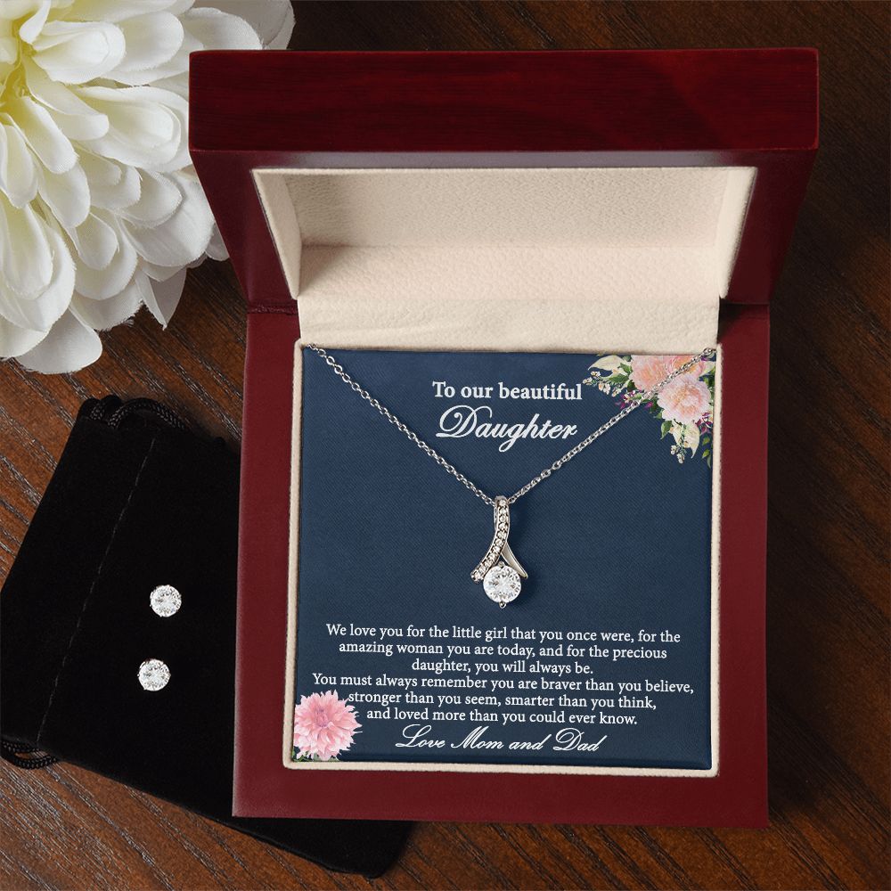 Alluring Beauty Necklace and Cubic Zirconia Earring Set, gift for daughter